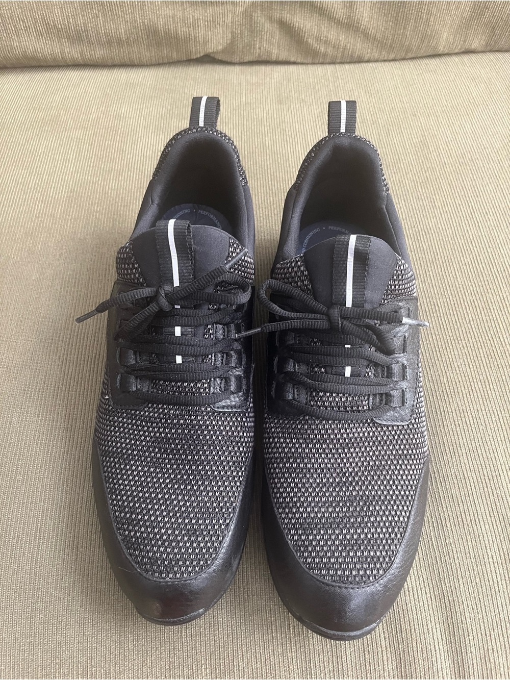 Johnston & Murphy Black Knit Lace-Up Sneakers with Reflective Stripe